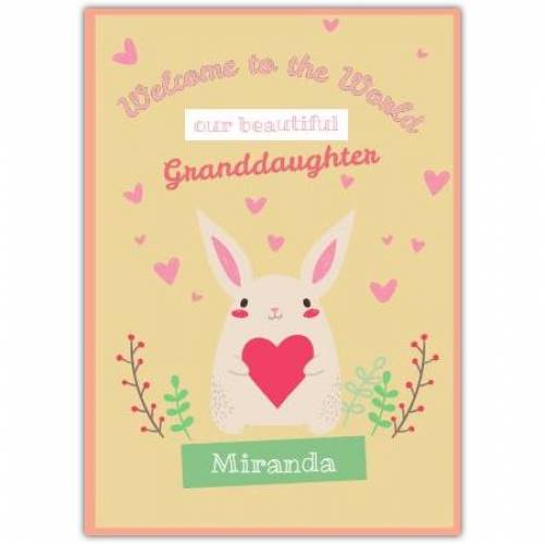 Baby Welcome Relative Bunny Heart Greeting Card