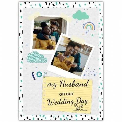 Wedding Day Husband Photo Doodle Greeting Card