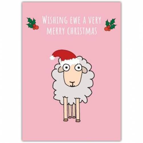 Wishing Ewe Merry Christmas Sheep Greeting  Card