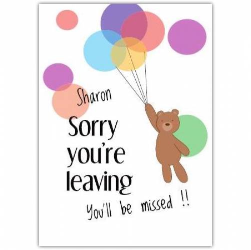 New Job Leaving Bear Balloon Greeting Card