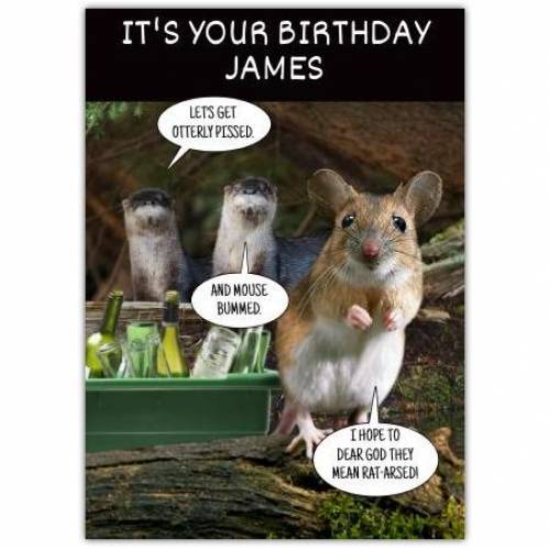 Mouse Rat-Arsed Birthday Greeting Card