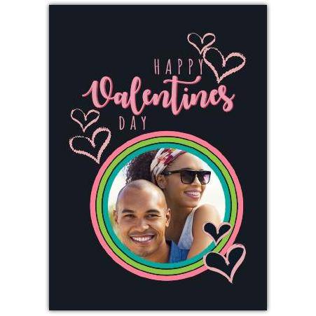 Valentines Day Photo Upload Chalk Hearts Greeting Card