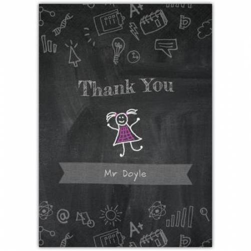 Teacher Thank You Blackboard Greeting Card