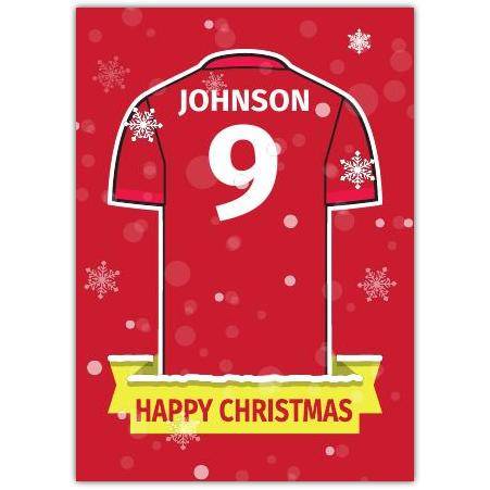 Soccer Jersey Christmas Greeting - Red Happy Christmas Card