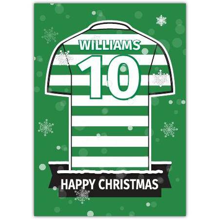Soccer Jersey Christmas Greeting - Green & White Card