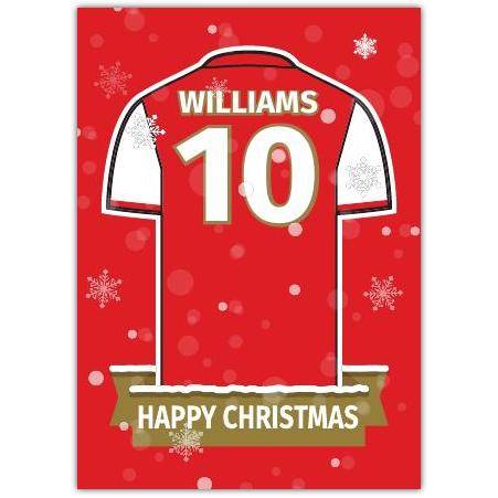 Soccer Jersey Christmas Greeting - Red & White Card