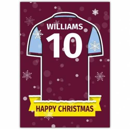 Soccer Jersey Christmas Greeting - Wine & Blue Card