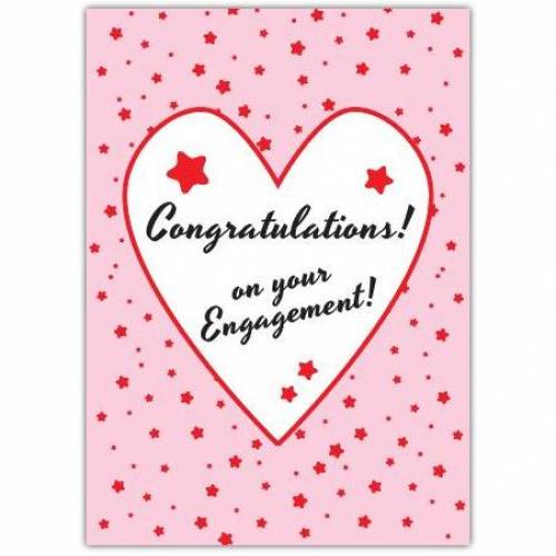 Engagement Pink Red Stars Greeting Card