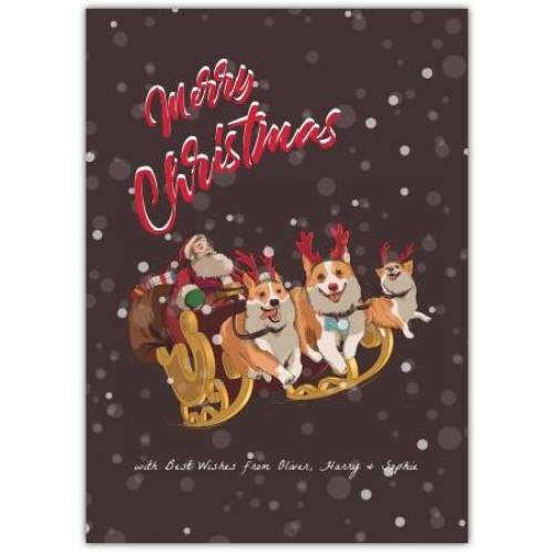 Merry Christmas Corgi Sleigh Greeting Card