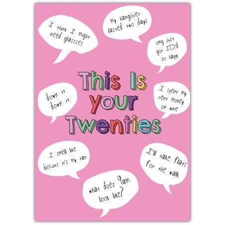 This Is Your Twenties Pink Birthday Card