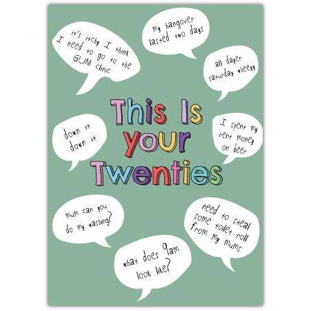 This Is Your Twenties Green Birthday Card