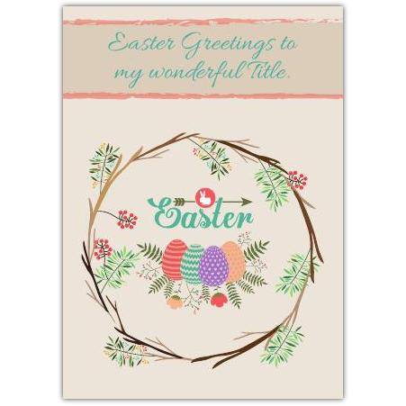 Easter Garland greeting card personalised a5pzw2016002721