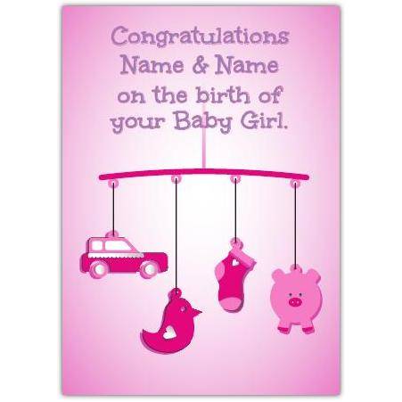 New Baby greeting card personalised a5pzw2016002792