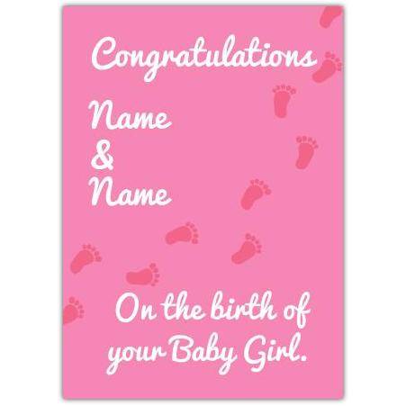 Baby footsteps cute greeting card personalised a5pzw2016002973