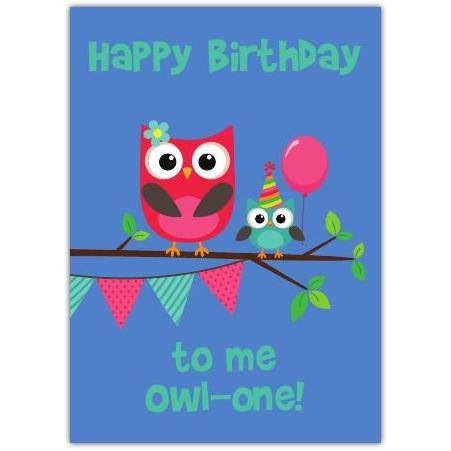 Owl colourful greeting card personalised a5pzw2016002977