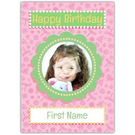 Pink cute greeting card personalised a5pzw2016002993