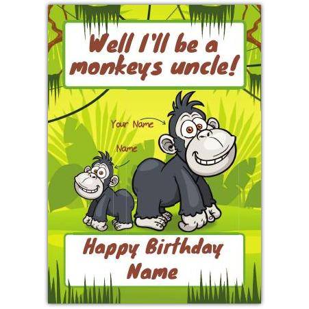 Monkey gorilla greeting card personalised a5pzw2016002999