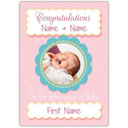 Baby girl pink greeting card personalised a5pzw2016003026
