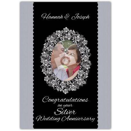 Silver 25th wedding anniversary greeting card personalised a5pzw2016003073