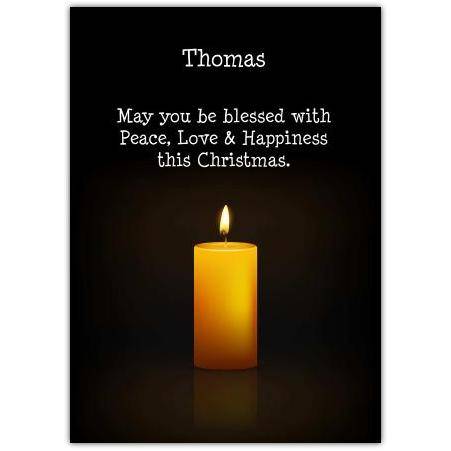 Candle religious greeting card personalised a5pds2016003077