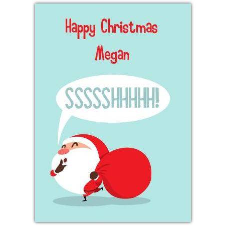 Cute Santa sack greeting card personalised a5pds2016003088