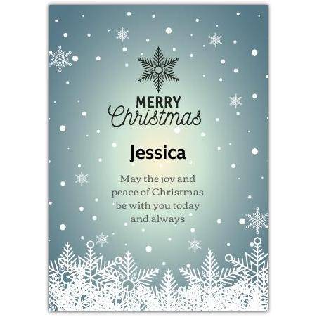 Silver snowflakes greeting card personalised a5pzw2016003130