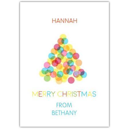 Colourful Christmas tree greeting card personalised a5pds2016003132