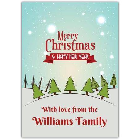 Christmas trees vintage greeting card personalised a5pds2016003139