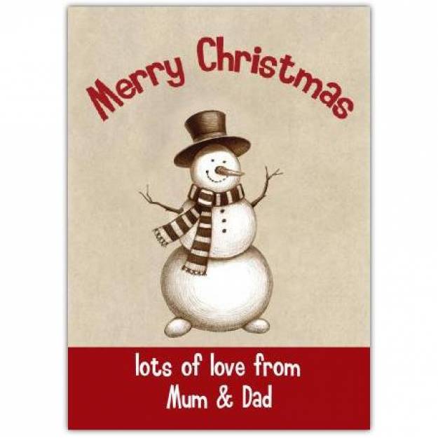 Snowman sketch greeting card personalised a5pds2016003148