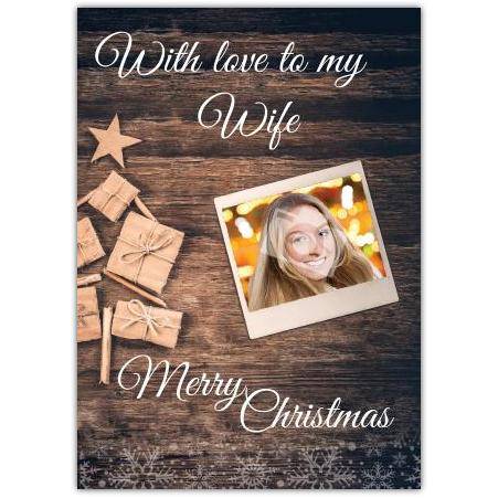 Wood Christmas tree greeting card personalised a5pds2016003158
