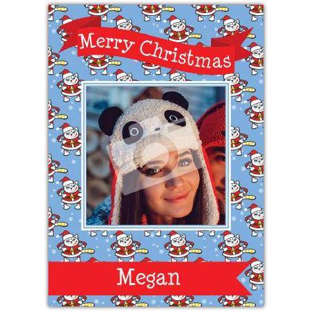 Christmas cat banner greeting card personalised a5pds2016003189