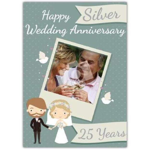 25th Wedding Anniversary silver greeting card personalised a5pzw2016003408