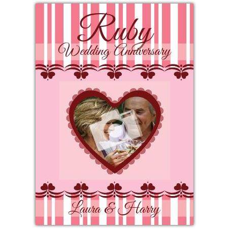40th Wedding anniversary ruby greeting card personalised a5pzw2016003419