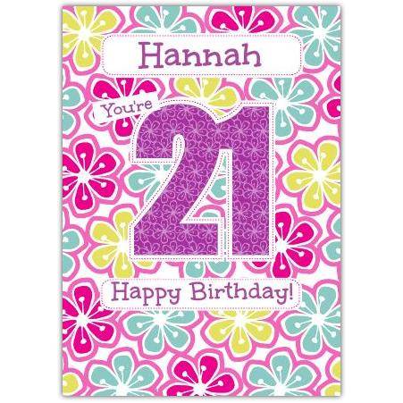 21st floral greeting card personalised a5blm2017003516