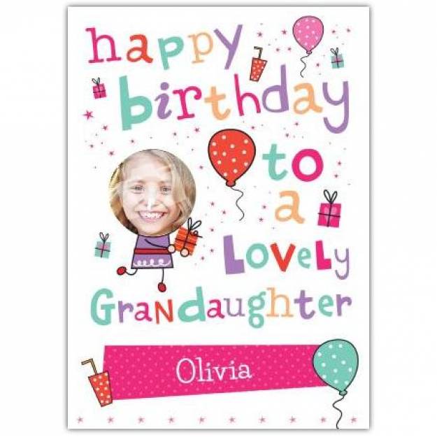 Granddaughter balloons greeting card personalised a5blm2017003590
