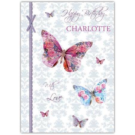 Butterflies floral greeting card personalised a5blm2017003624