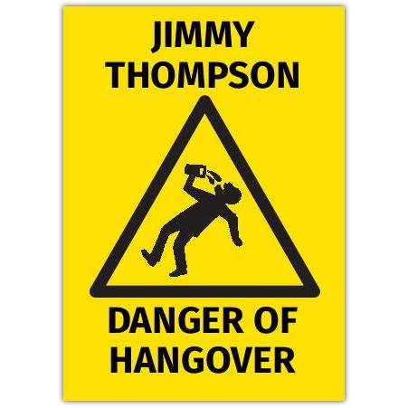 Road sign hangover greeting card personalised a5blm2017003658