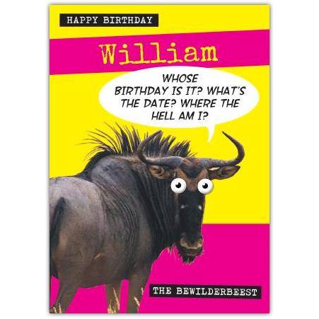 Wilderbeast funny greeting card personalised a5blm2017003664