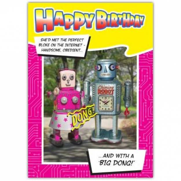 Robot funny greeting card personalised a5blm2017003665