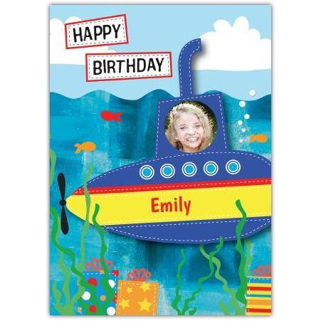 Submarine underwater greeting card personalised a5blm2017003696