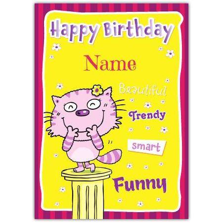 Cat cartoon greeting card personalised a5blm2017003744