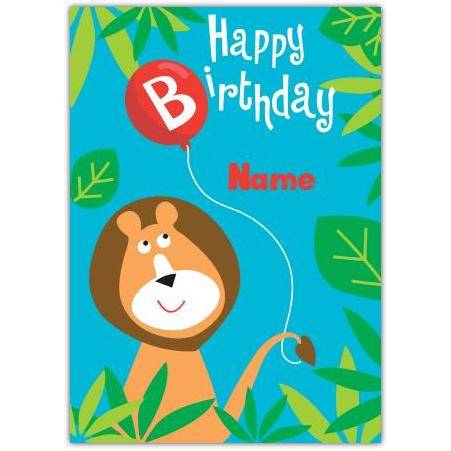 Cartoon lion greeting card personalised a5blm2017003748
