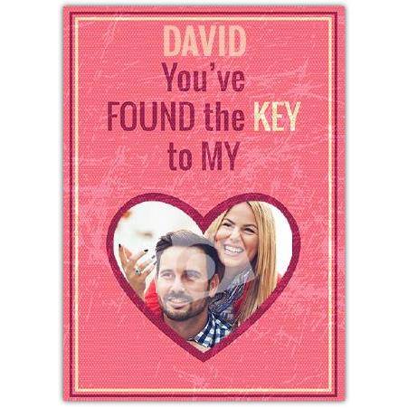 Key to my heart pink greeting card personalised a5pzw2017003982
