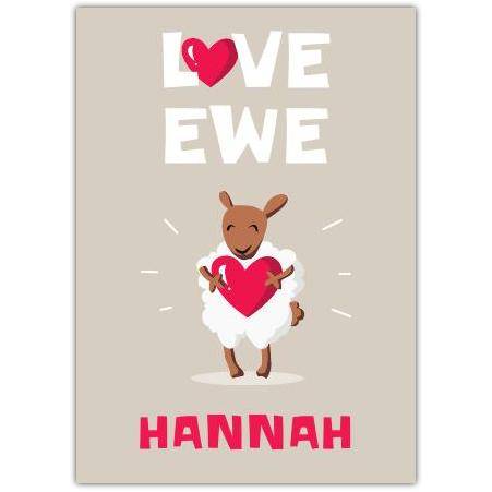 Sheep love greeting card personalised a5pzw2017004029