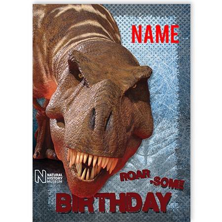 Natural History Museum TRex greeting card personalised a5gem252989hbed