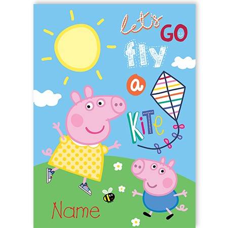 Peppa Pig cartoon greeting card personalised a5gem252903pped
