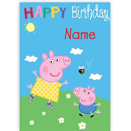 Peppa Pig animation greeting card personalised a5gem252897pped