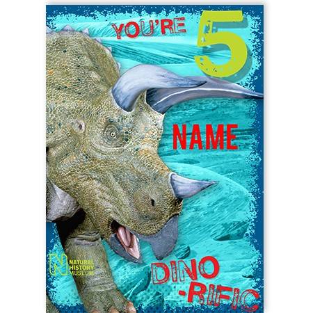 Natural History Museum Triceratops greeting card personalised a5gem246636nhed