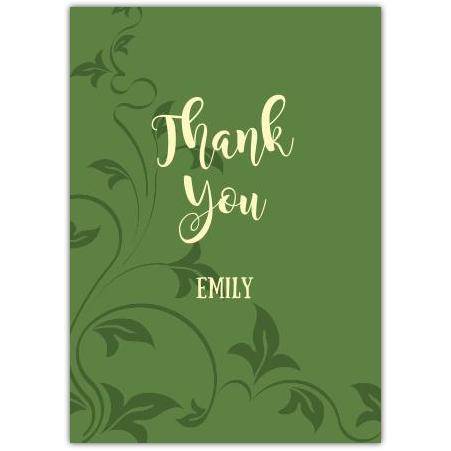 Green floral greeting card personalised a5pzw2018010521