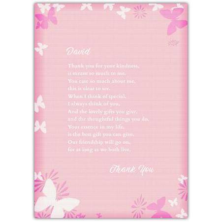Pink butterflies greeting card personalised a5pzw2018010531